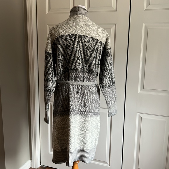 WHBM Gray Fair Isle Cover Up Wrap Sweater - Picture 8 of 10